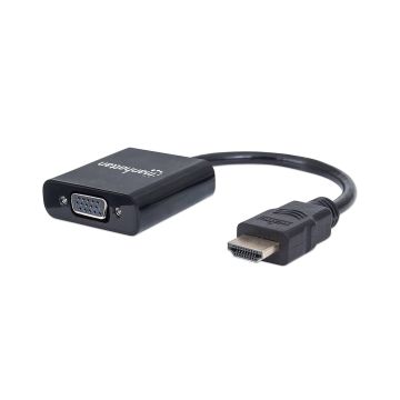 151436 - Manhattan - Strategic Manhattan Hdmi Male To Vga Female (Black) Converts An Hdmi Digital Signal To A V