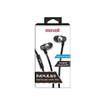 197403 - Maxell Impulse Wired Earbuds With Mic- Black Ie