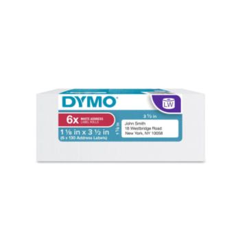 2050818 - Dymo Dy Lw 1-1/8In X 3-1/2In Wht Adr 130Ct 6Pk (30251)