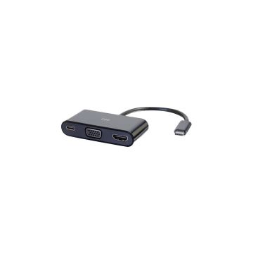 26884 - C2G C2G Usb C To Hdmi And Vga Adapter Converter With Power Delivery - Black - Usb To