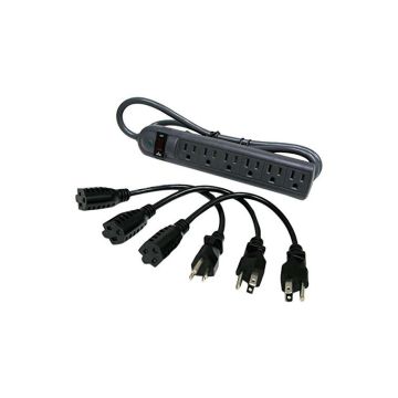 39995 - C2G 6-Outlet Power Strip With Surge Suppressor (3) 1Ft Outlet Saver Power Extension