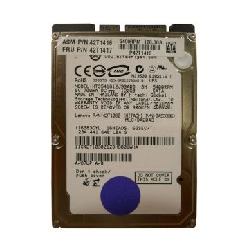 42T1416 - IBM Lenovo 120GB 5400RPM SATA 1.5Gbps 8MB Cache 2.5-inch Internal Hard Drive for ThinkPad R61 T61