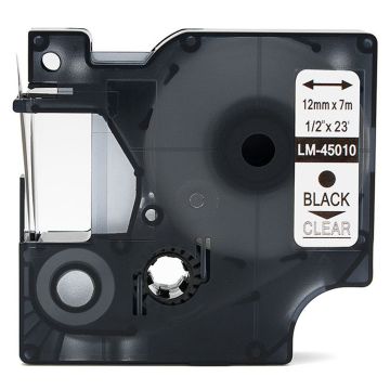 45010 - Dymo Black Print/Clear Tape, 1/2 X 23