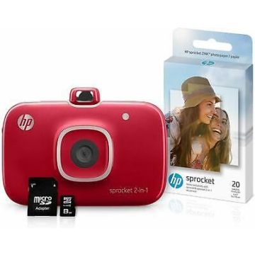 5MS97A - HP Sprocket 2-in-1 Portable Photo Printer and Instant Camera Bundle - Red