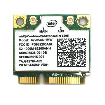 62205ANHMW - Intel Advanced-N Centrino 6205 Dual Band 300Mbps 2.4GHz / 5GHz IEEE 802.11a/b/g/n Half Mini PCI Express Wireless Network Card
