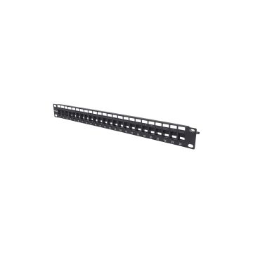 720847 - Intellinet Blank Patch Panel; 24-Port, 1 U, Black,