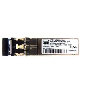 720998-002 - HP 8Gbps 8GBase-SW Fibre Channel Multi-Mode Fiber Short Wave 150m 850nm Duplex LC Connector SFP+ Transceiver