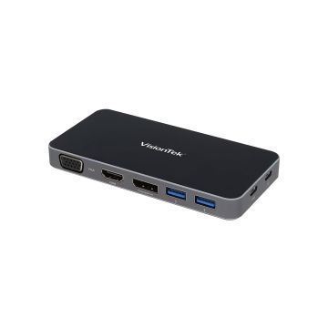 901226 - Visiontek Vt200 Usb-C Portable Hub - Dual Display Dp/Hdmi/Vga, 100W Power Passthrough 2X