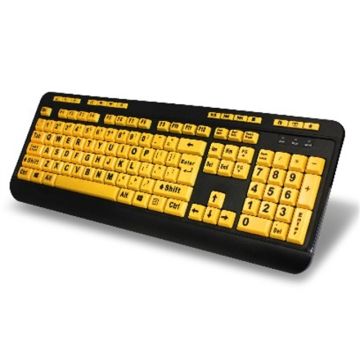 AKB-132UY - Adesso Keyboard USB Luminous 4X Large Print Multimedia Desktop BK YW