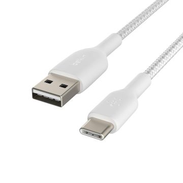 CAB002BT2MWH - Belkin Braided Usbc To Usba Cable 2M White