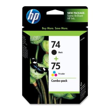 CC659FN - HP 74/75 Combo Pack InkJet Print Cartridge 1 x Black 1 x Color (Cyan Magenta Yellow)
