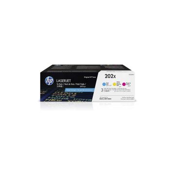 CF500XM - HP 202X High-Yield 2500 Pages Cyan Magenta Yellow Toner Cartridge (Pack of 3) for LaserJet Pro M254 and M281 Series