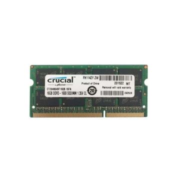 CT204864BF160B.16FA - Crucial 16GB 1600MHz DDR3 PC3-12800 Non-ECC CL11 204-Pin (LV) SoDimm 1.35V Dual Rank x8 Memory Module