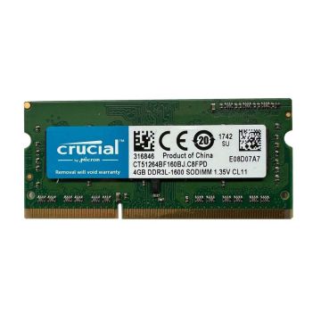 CT51264BF160BJ.C8FPD - Crucial 4GB 1600MHz DDR3 PC3-12800 Non-ECC CL11 204-Pin (LV) SoDimm 1.35V Single Rank x8 Memory Module