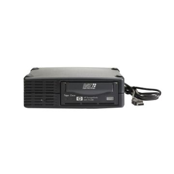 DW027B - HP USB External Tape Drive HP DAT 72 DAT 72 36GB (Native)/72GB (Compressed) USB 5.25-inch Width 1/2H Height External 3.07 MBps Native 6.14 MBps Compressed
