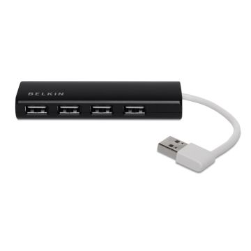 F4U042BT - Belkin 4-Port Travel Usb 2.0 Hub, Ultra-Slim Series