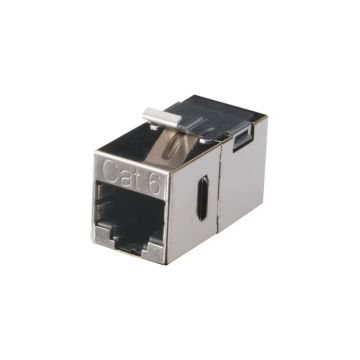 FM693 - Black Box Cat6 Shielded Straight-Pin Keystone Coupler Silver, Gsa, Taa