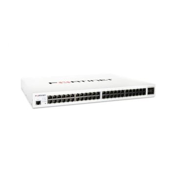 FS-148E - Fortinet FortiSwitch 100E Series 48-Ports 10/100/1000BASE-T Ethernet Layer 2 Rack-mountable Managed Network Switch with 4-Ports SFP