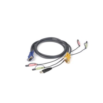 G2L5302U - Iogear Keyboard / Video / Mouse / Audio Cable - 4 Pin Usb Type A, Db-15, Mini-Phone Ste