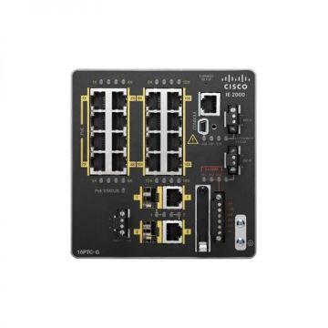 IE-2000-16PTC-G-E - Cisco IE-2000 Series 16-Ports 10/100/1000BASE-T Ethernet Layer 2 DIN Rail-mountable Managed Rugged Switch with 2-Ports SFP