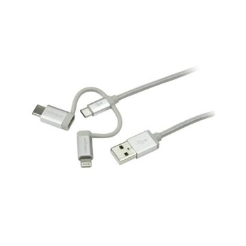 LTCUB1MGR - StarTech CB 3ft Charger Cable Braided USB Multi Lightning 