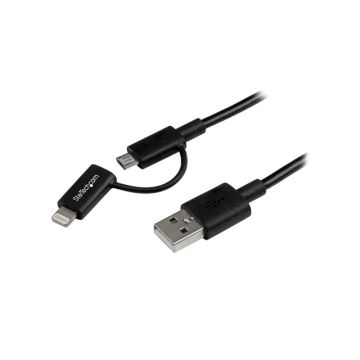 LTUB1MBK - StarTech Cable 1m Black Apple Lightning or Micro USB to USB Cable 