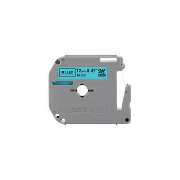 M531 - Brother 12mm 8m Black on Blue Non-Laminated tape for P-Touch