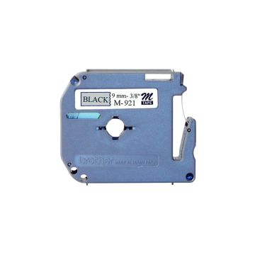 M921 - Brother 9mm 8m Black on Silver Non-Laminated tape for P-Touch