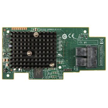 RMS3CC080 - A 12-Gb eight internal port SAS 3.0 mezzanine card with dual core RAID-On-Chip (ROC), RAID levels 0,1,5,6, PCIe Generation 3, and an optional Maintenance Free Backup Unit.