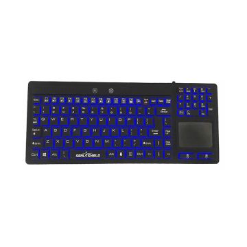 S108PG - Seal Shield Seal Touch Glow Silicone Wired Backlit Keyboard With Touch Pad Dishwasher Safe