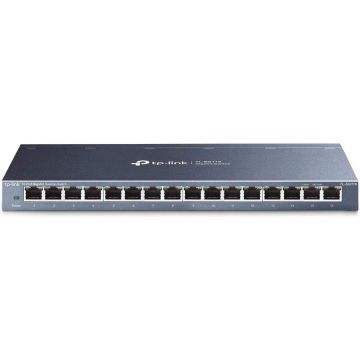 saf6676 - TP-Link 16 Port Gigabit Ethernet Network Switch, Desktop/ Wall-Mount, Fanless, Sturdy Metal w/ Shielded Ports, Traffic Optimization, Unmanaged, Limited Lifetime Protection (TL-SG116) Black