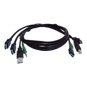 SKVMCBL-2HDMI-06TAA - Black Box Secure Kvm Cable - Each End (1) Usb, (2) Hdmi, (1) 3.5Mm Audio, Taa Compliant, 6