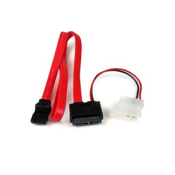 SLSATAF36 - StarTech 36 Slimline SATA to SATA w LP4 Power Cable Adapter Red 