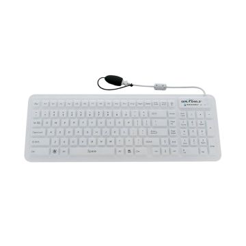 SW106G2 - Seal Shield Seal Glow Silicone Keyboard - Backlit Dishwasher Safe (White)(Usb)(Gen 2 Design)