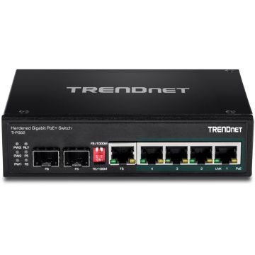 TI-PG62 - TRENDnet Hardened Industrial 4-Ports 1000BASE-T PoE+ Rail-mountable Managed Network Switch with 2-Ports SFP