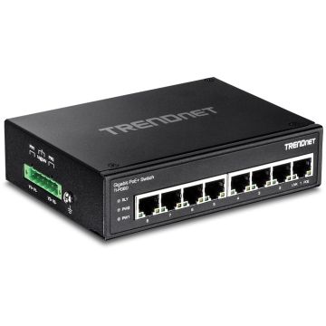 TI-PG80 - TRENDnet Hardened Industrial 8-Ports 1000BASE-T PoE+ Layer 2 Rail-mountable Managed Network Switch