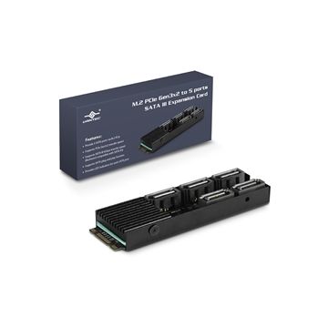 UGT-M2670 - Vantec AC M.2 PCIe Gen3x2 B+M Key To 5 Ports SATA III Expansion Card