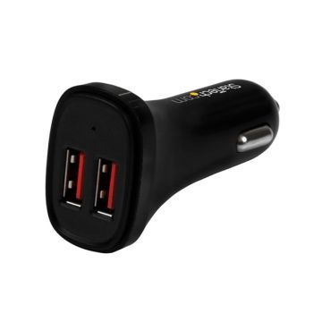 USB2PCARBKS - StarTech StarTec Accessory Dual-Port USB Car Charger 24W 4.8A Black 
