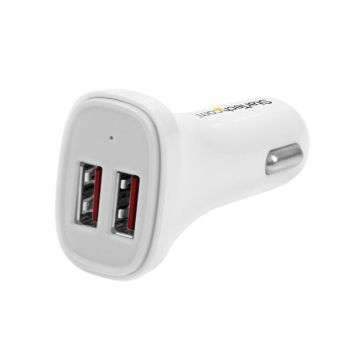 USB2PCARWHS - StarTech Accessory Dual Port USB Car Charger 24W 4.8A White 