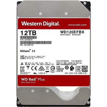 WD120EFBX - Western Digital Red Plus NAS 12TB SATA 6Gb/s 7200RPM 256MB Cache 3.5-inch Internal Hard Drive