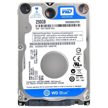 WD2500LPVX - Western Digital Blue 250GB 5400RPM SATA 6GB/s 8MB Cache 7mm 2.5-inch Mobile Hard Drive