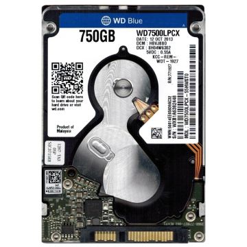 WD7500LPCX - Western Digital Blue 750GB 5400RPM 16MB Cache SATA 6Gb/s (Advanced Format) 2.5-inch Internal Hard Disk Drive