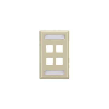 WPT472 - Black Box Keystone Wallplate - Single-Gang, 4-Port, Ivory, Gsa, Taa