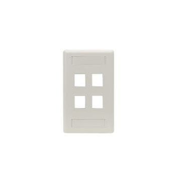 WPT474 - Black Box Keystone Wallplate - Single-Gang, 4-Port, Office White, Gsa, Taa