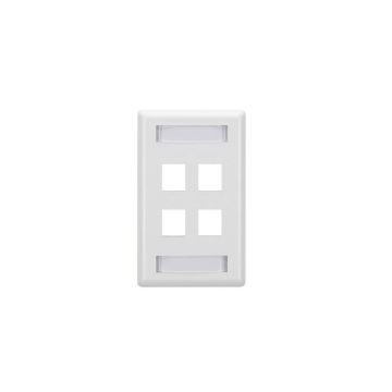 WPT476 - Black Box Keystone Wallplate - Single-Gang, 4-Port, White, Gsa, Taa