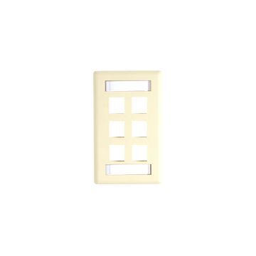 WPT478 - Black Box Keystone Wallplate - Single-Gang, 6-Port, Ivory, Gsa, Taa
