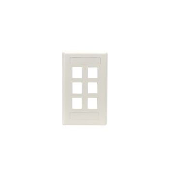 WPT482 - Black Box Keystone Wallplate - Single-Gang, 6-Port, White, Gsa, Taa