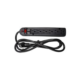 WSP-600PLF-6BK - Weltron 6 Outlet Power Strip 525 6 Ft Cord Black